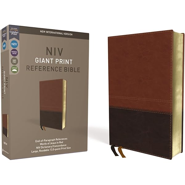 NIV, Reference Bible, Giant Print, Bonded Leather, Burgundy, Red